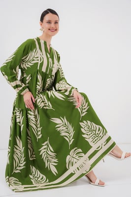 Geprinte V-hals Maxi-jurk