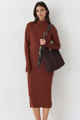 Geribbelde Coltrui Bodycon Brei Jurk