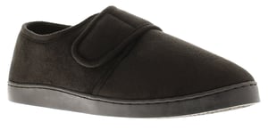 Oakdale Mens Full Slipper Extra Wide Touch Fastening Wayne black