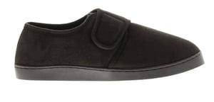 Oakdale Mens Full Slipper Extra Wide Touch Fastening Wayne black