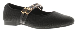 Apache Womens Flat Shoes Halima Buckle black