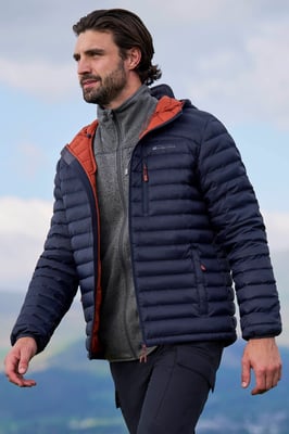 'Henry II' Men's Down Padded Jacket Water Resistant Hooded Puffer Winter Coat Navy