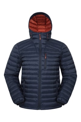 'Henry II' Men's Down Padded Jacket Water Resistant Hooded Puffer Winter Coat Navy