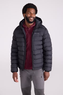 'Seasons' Men's Padded Jacket with Side Pockets Fur Lined Water Resistant Coat Black