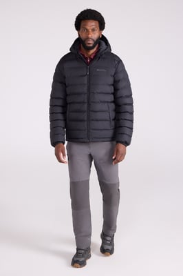 'Seasons' Men's Padded Jacket with Side Pockets Fur Lined Water Resistant Coat Black