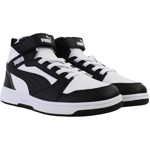 Puma Rebound V6 Mid Kids Black/White Trainers