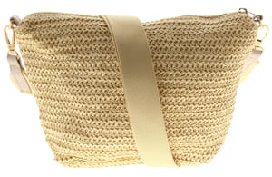 Womens Small Crossbody Bag Woven Effect Laze Zip Fastening natural cream