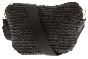 Womens Small Crossbody Bag Woven Effect Laze Zip Fastening black
