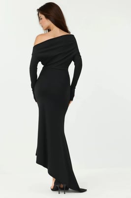 Elegant Bodycon Maxi Klänning med Båturringning