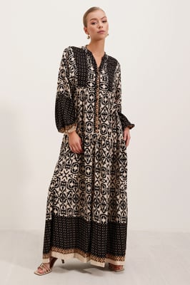 Geprinte V-hals Maxi-jurk