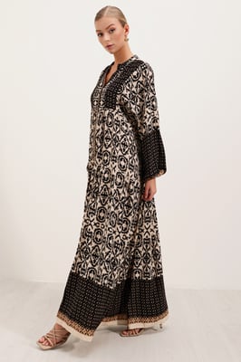 Geprinte V-hals Maxi-jurk