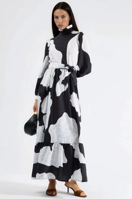 Maxi-jurk met strikdetail en halve turtleneck