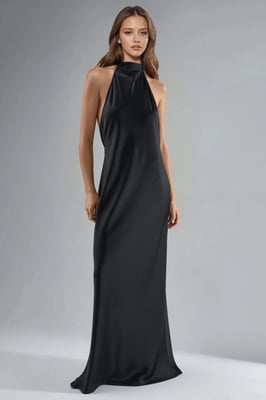 Halter Neck Satin Maxiklänning