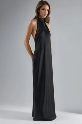 Halter Neck Satin Maxiklänning