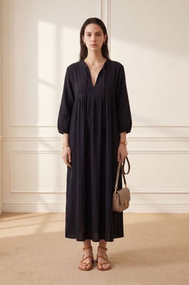 Strikdetail Loose Fit Maxi Jurk
