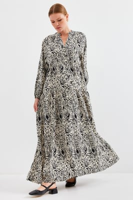 Geprinte V-hals Maxi Jurk