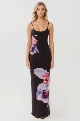 Bloemige Bodycon Jurk met Vierkante Kraag