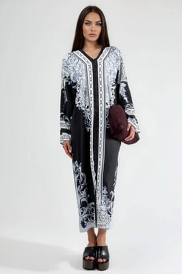 Geprinte Maxi-jurk met V-hals