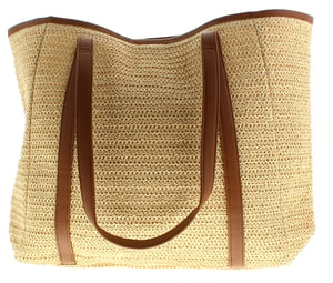 Womens Large Tote Bag Lounge Press Stud Fastening natural tan