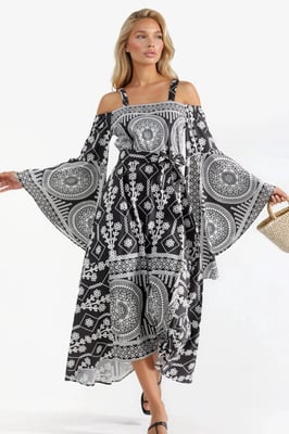 Strapless Geometrische Uitsnede Maxi Jurk