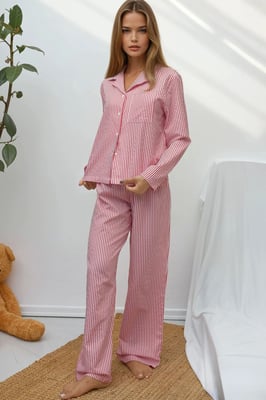 Gestreept Katoenen Pyjama Set