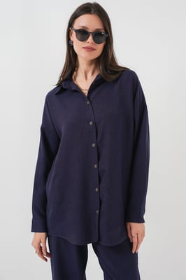 Linnenmix Lange Mouwen Shirt en Broek Set