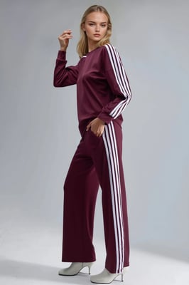 Gestreepte Sweatshirt met Ronde Hals & Rechte Pijpen Broek Set