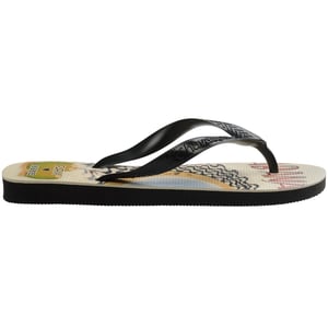 Men's Havaianas Cat Lettering Graphic Print Flip Flops in Black