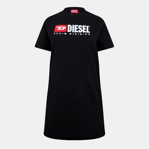 Women's Diesel Egor Crew Neck Mini T-Shirt Dress in Black Black
