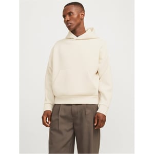 Men's Jack and Jones Kinetic Relaxed Fit Kangaroo Pocket Sweatshirt in Moonbeam