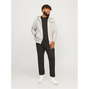 Men's Jack and Jones Vester Hooded Ribbed Cuff Lettering Sweat Jacket in Moonbeam