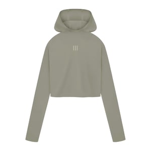 Women's adidas Athletics Cropped Hooded Sweatshirt in Clay