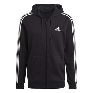Men's adidas French Terry 3 Stripe Full Zip Hoodie in Black