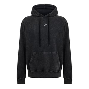 Men's Criminal Damage Underdog Hooded Neck Long Sleeve Sweatshirt in Washed Black