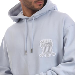 Men's Avirex Jackson Hooded Neck Long Sleeve Sweatshirt in Sky Blue