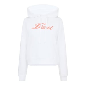 Women's Diesel Lacoste Lettering Hooded Neck Long Sleeve Sweatshirt in White
