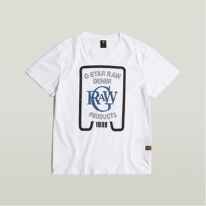 Men's G Star Regular Fit Lettering Crew Neck T-Shirt in White