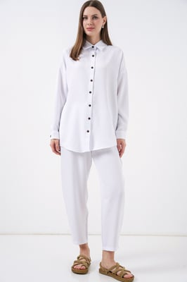 Linnenmix Lange Mouwen shirt en Broek Set