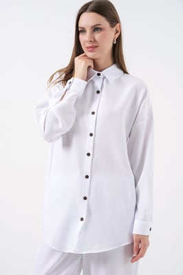 Linnenmix Lange Mouwen shirt en Broek Set