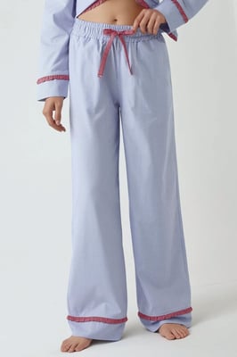 Hemdkragen Katoenen Geruite Pyjama Set