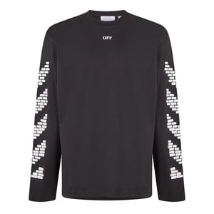 Men's Off White Long Sleeve T Shirt in Black