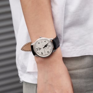JUNKERS Dessau 1926 Flatline Series Men's Quartz Watch with Black Leather Strap 6334-4