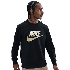 Men's Nike Crew Neck Long Sleeve Jersey Sweatshirt in Black/Gold