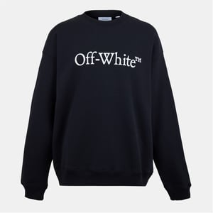 Men's Off White Skate Crew Neck Long Sleeve Drop Shoulder Sweatshirt in Black-White