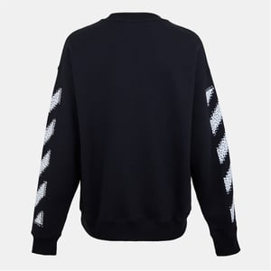 Men's Off White Crew Neck Long Sleeve Regular Fit Sweatshirt in Black-White