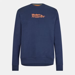 Men's Modern Amusement Regular Fit Crew Neck Long Sleeve Sweatshirt in Navy