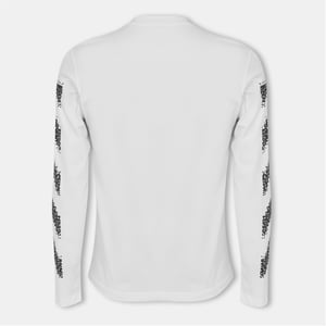 Men's Off White Crew Neck Long Sleeve Regular Fit T-Shirt in White-Black