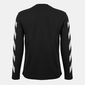 Men's Off White Crew Neck Long Sleeve Regular Fit T-Shirt in Black-White