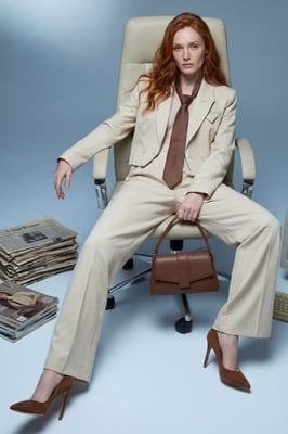 Geknoopte Jas en Plissé Broek Twee-Delige Set