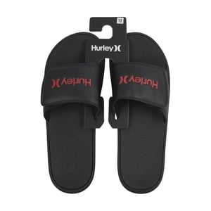 Men's Hurley Vel Flip Slides Sandals in Black/Red